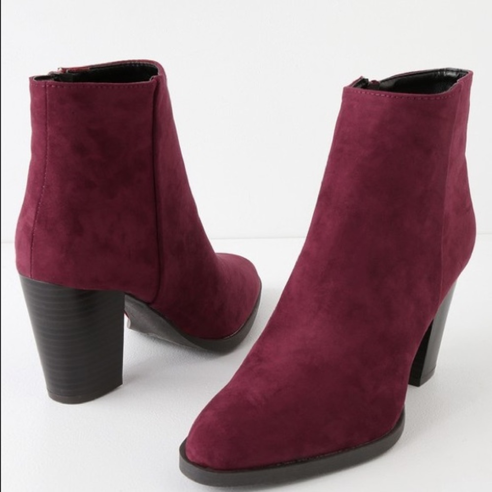 Maroon/ Eggplant Suede Booties